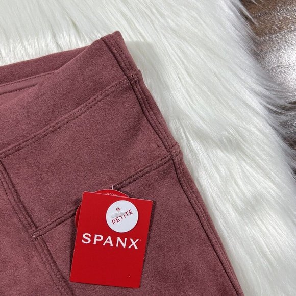 Spanx Size Small Petite Rich Rose Faux Suede Leggings Pants - Picture 3 of 10
